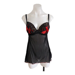 Escante Size Small Lingerie Camisole Dress Sleepwear Black Red Sleeveless